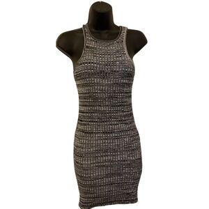 Forever‎ 21 Dress Womens Medium Black Gray Knit Bodycon Racerback Y2K Minimalist